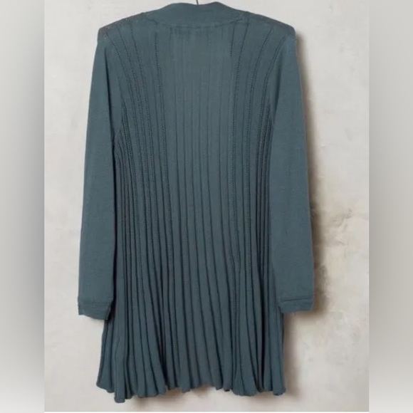 NEW Anthropologie Pollyella Pleated Cardigan by Knitted & Knotted Blue Green XL - Picture 2 of 7